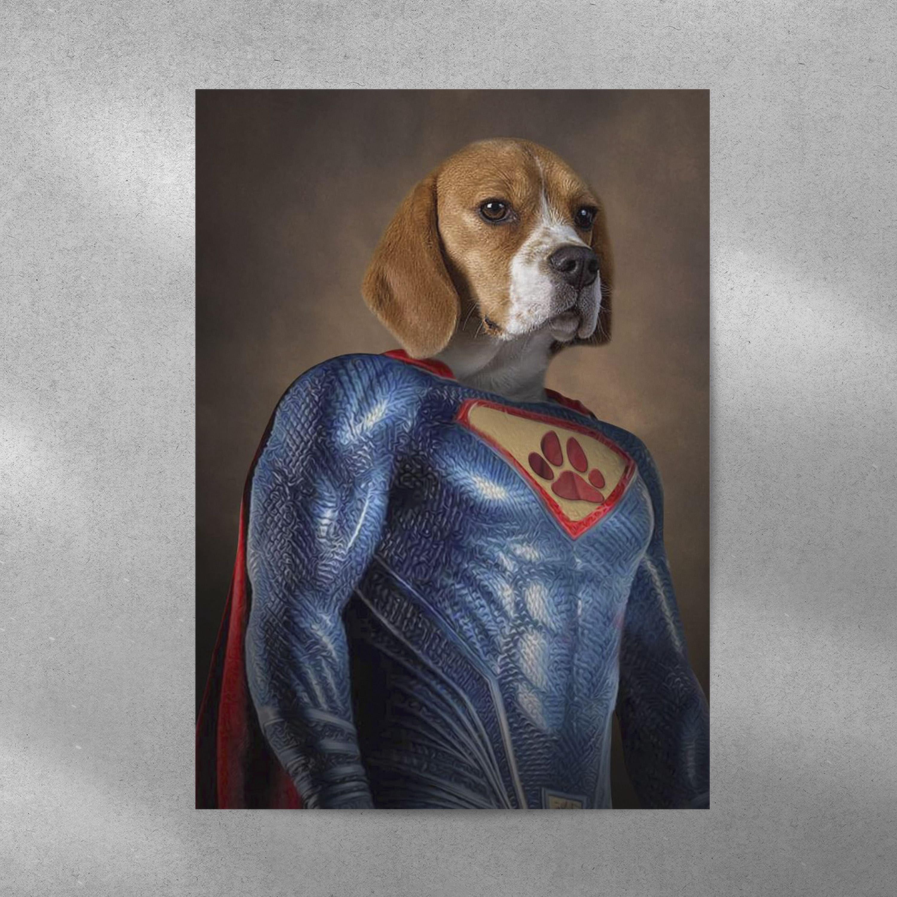 Superhero Custom Pet Portrait | 4 Paw Prints